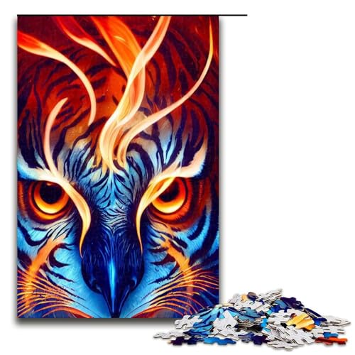Puzzles für Erwachsene 1000 Teile Feuertiger Eulen Spielzeug intellektuelles Spiel ganze Familie 1000 PCS von QSYFNBZL