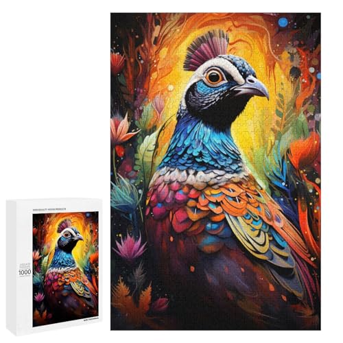 Puzzlespiel „Psychedelia of Quail“ mit 1000 Teilen farbenfroh für Erwachsene geeignet für Paare und Teenager ab 14 Jahren 75 x 50 cm von QSYFNBZL
