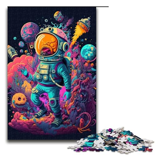 für Erwachsene 1000 Astronauten im Weltraum Puzzles für Holzpuzzle Weihnachtspuzzle Geschenke 75x50cm von QSYFNBZL