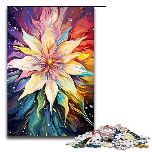 für Erwachsene 1000 Bunte psychedelische Blumen Puzzles für Holzpuzzle Weihnachtspuzzle Geschenke 75 x 50 cm von QSYFNBZL