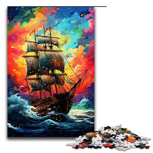 für Erwachsene 1000 Piratenschiff ist von Spritzern umgeben Viele Farbpuzzles für Holzpuzzle Weihnachtspuzzle Geschenke 75 x 50 cm von QSYFNBZL