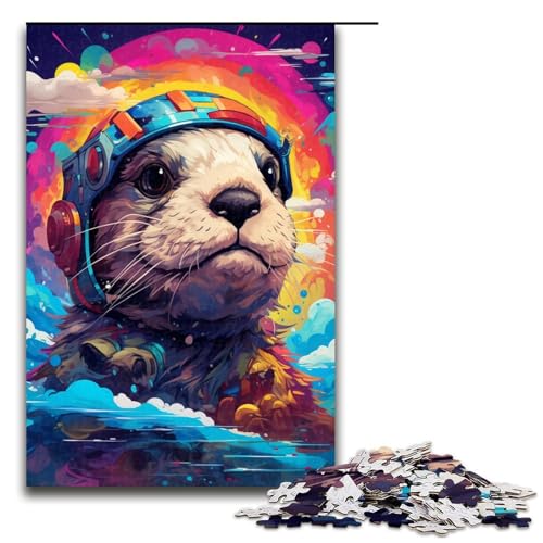 für Erwachsene 1000 Roboterotter von SplattersLots Dicke farbige Wolkenpuzzles für Holzpuzzle Weihnachtspuzzlegeschenke 75 x 50 cm von QSYFNBZL