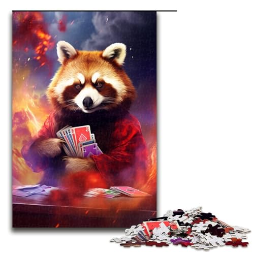 für Erwachsene 1000 Roter Panda spielt Poker von SplattersLots Dicke Farbpuzzles für Holzpuzzle Weihnachtspuzzlegeschenke 75 x 50 cm von QSYFNBZL