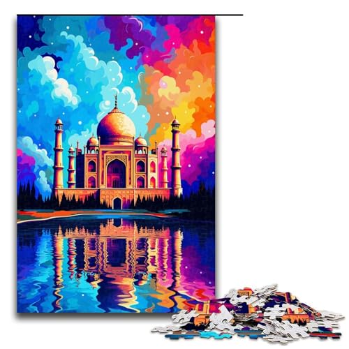 für Erwachsene 1000 Taj Mahal ist von Spritzern umgeben Viele Bunte Puzzles für Holzpuzzles Weihnachtspuzzlegeschenke 1000 Teile von QSYFNBZL