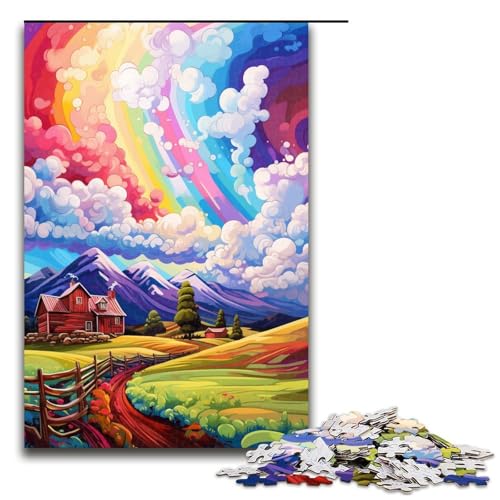 für Erwachsene 1000 Teile Bauernhöfe sind von Spritzern umgeben viele Bunte Puzzles für Erwachsene schwieriges und anspruchsvolles Holzpuzzle 75 x 50 cm von QSYFNBZL