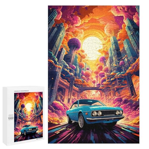 für Erwachsene 1000 farbenfrohe Puzzles mit psychedelischen Stadtlandschaften und futuristischen Autos für Holzpuzzle Weihnachtspuzzle Geschenke 75 x 50 cm für Erwachsene 1000 farbenfrohe Puzzles mit psychedelischen Stadtlandschaften und futuristischen Autos für Holzpuzzle Weihnachtspuzzle Geschenke 75 x 50 cm von QSYFNBZL