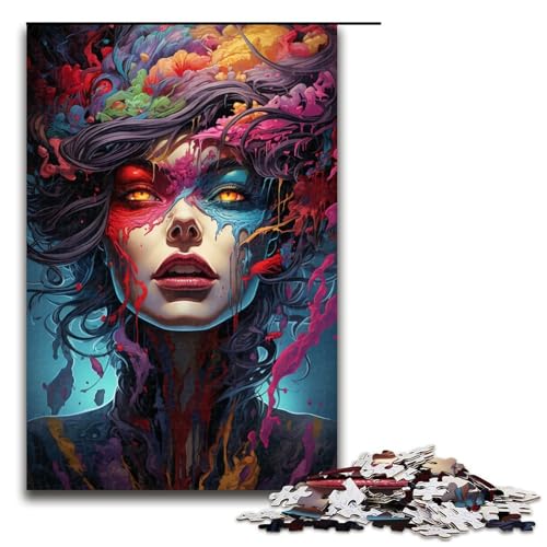 für Erwachsene 1000 farbenfrohe psychedelische Hexen Puzzles für Holzpuzzle Weihnachtspuzzle Geschenke 75 x 50 cm von QSYFNBZL