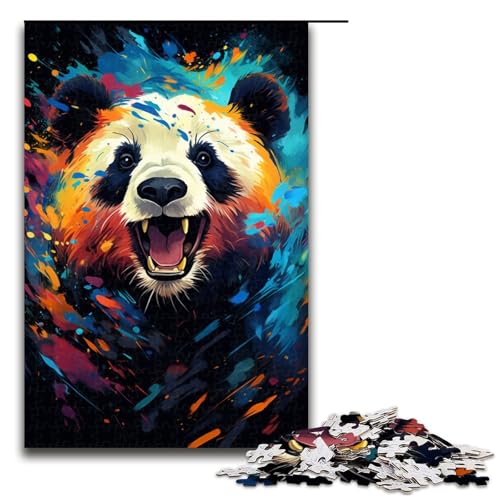 für Erwachsene 1000 farbenfrohe psychedelische Panda Puzzles für Holzpuzzle Weihnachtspuzzle Geschenke 75 x 50 cm von QSYFNBZL
