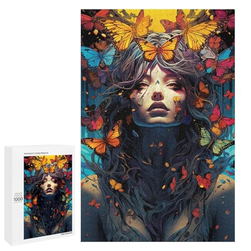 für Erwachsene 1000 farbenfrohe psychedelische Schmetterlingsmädchen Puzzles für Holzpuzzle Weihnachtspuzzle Geschenke 75 x 50 cm für Erwachsene 1000 farbenfrohe psychedelische Schmetterlingsmädchen Puzzles für Holzpuzzle Weihnachtspuzzle Geschenke 75 x 50 cm von QSYFNBZL