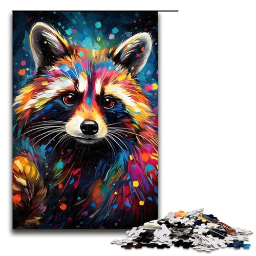 für Erwachsene 1000 farbenfrohe psychedelische Waschbär Puzzles für Holzpuzzle Weihnachtspuzzle Geschenke 75 x 50 cm für Erwachsene 1000 farbenfrohe psychedelische Waschbär Puzzles für Holzpuzzle Weihnachtspuzzle Geschenke 75 x 50 cm von QSYFNBZL