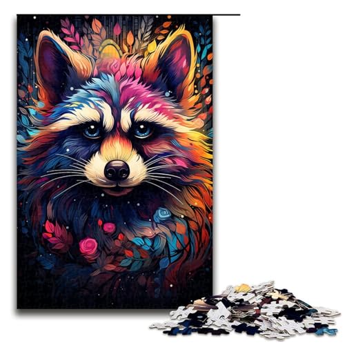 für Erwachsene 1000 farbenfrohe psychedelische Waschbär Puzzles für Holzpuzzle Weihnachtspuzzle Geschenke 75 x 50 cm für Erwachsene 1000 farbenfrohe psychedelische Waschbär Puzzles für Holzpuzzle Weihnachtspuzzle Geschenke 75 x 50 cm von QSYFNBZL