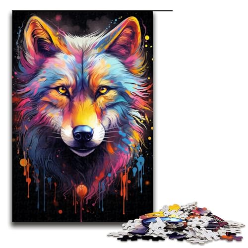 für Erwachsene 1000 farbenfrohe psychedelische Wolf Puzzles für Holzpuzzle Weihnachtspuzzle Geschenke 75 x 50 cm für Erwachsene 1000 farbenfrohe psychedelische Wolf Puzzles für Holzpuzzle Weihnachtspuzzle Geschenke 75 x 50 cm von QSYFNBZL