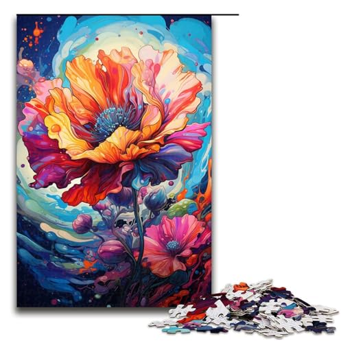 für Erwachsene 1000 psychedelische Mohnblumen Puzzles für Holzpuzzle Weihnachtspuzzle Geschenke 75x50cm von QSYFNBZL