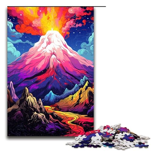 für Erwachsene 1000 seltsame Vulkanausbrüche Puzzles für Holz Weihnachtspuzzle Geschenke 75 x 50 cm von QSYFNBZL
