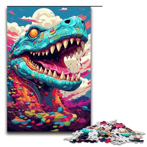für Erwachsene 1000 teilige Roboterkrokodile von SplattersLots Dicke farbige Puzzles für Erwachsene schwieriges und anspruchsvolles Holzpuzzle 75 x 50 cm von QSYFNBZL