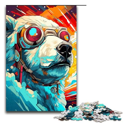 für Erwachsene 1000 teiliger Roboter Eisbär von SplattersLots Dicke farbige Puzzles für Erwachsene schwieriges und anspruchsvolles Holzpuzzle 75 x 50 cm von QSYFNBZL