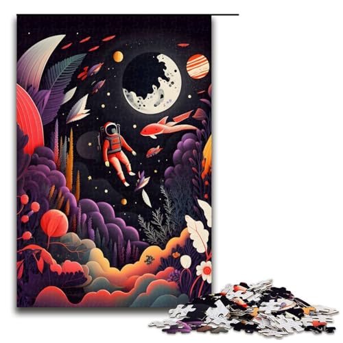für Erwachsene 1000 teiliges Astronauten Puzzle für kleine Mädchen Holzpuzzle schwierig und herausfordernd 75 x 50 cm von QSYFNBZL