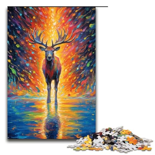 für Erwachsene 1000 teiliges buntes Hirsch Puzzle für Erwachsene schwieriges und herausforderndes Holzpuzzle 1000 Teile von QSYFNBZL