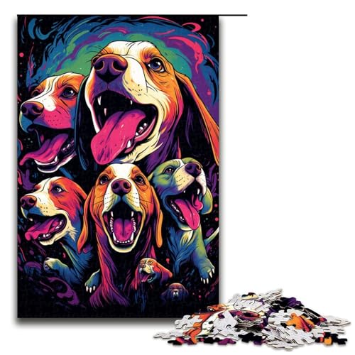 für Erwachsene 1000 teiliges buntes Hunde Puzzle für Erwachsene Holzpuzzle schwierig und herausfordernd 75 x 50 cm von QSYFNBZL