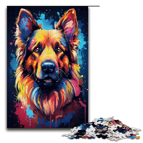 für Erwachsene 1000 teiliges farbenfrohes psychedelisches Hunde Malpuzzle schwieriges und anspruchsvolles Holzpuzzle 75 x 50 cm von QSYFNBZL