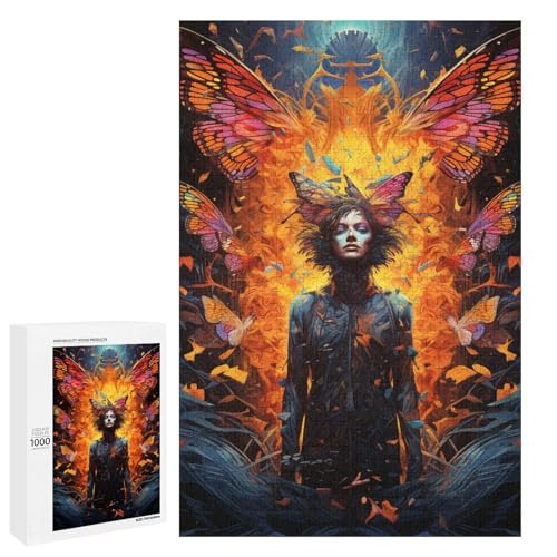 für Erwachsene 1000 teiliges farbenfrohes psychedelisches Schmetterlingsmädchen Puzzle für Erwachsene schwieriges und anspruchsvolles Holzpuzzle 75 x 50 cm für Erwachsene 1000 teiliges farbenfrohes psychedelisches Schmetterlingsmädchen Puzzle für Erwachsene schwieriges und anspruchsvolles Holzpuzzle 75 x 50 cm von QSYFNBZL