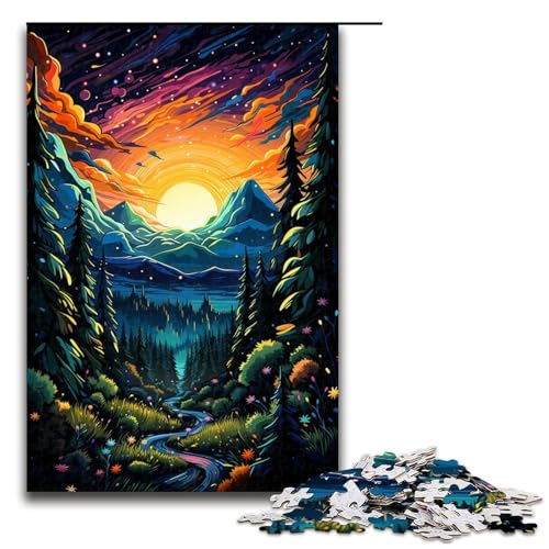 für Erwachsene 1000 teiliges farbenfrohes psychedelisches Sternen Puzzle im Wald schwieriges und anspruchsvolles Holzpuzzle 75 x 50 cm für Erwachsene 1000 teiliges farbenfrohes psychedelisches Sternen Puzzle im Wald schwieriges und anspruchsvolles Holzpuzzle 75 x 50 cm von QSYFNBZL