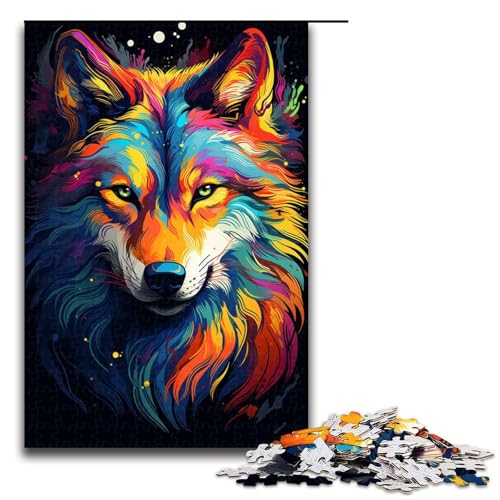 für Erwachsene 1000 teiliges farbenfrohes psychedelisches Wolfsgemälde Puzzle für Erwachsene schwieriges und anspruchsvolles Holzpuzzle 75 x 50 cm für Erwachsene 1000 teiliges farbenfrohes psychedelisches Wolfsgemälde Puzzle für Erwachsene schwieriges und anspruchsvolles Holzpuzzle 75 x 50 cm von QSYFNBZL