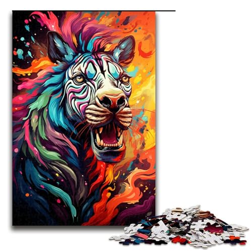 für Erwachsene 1000 teiliges farbenfrohes psychedelisches Zebra Gemälde Puzzle für Erwachsene schwieriges und anspruchsvolles Holzpuzzle 75 x 50 cm für Erwachsene 1000 teiliges farbenfrohes psychedelisches Zebra Gemälde Puzzle für Erwachsene schwieriges und anspruchsvolles Holzpuzzle 75 x 50 cm von QSYFNBZL