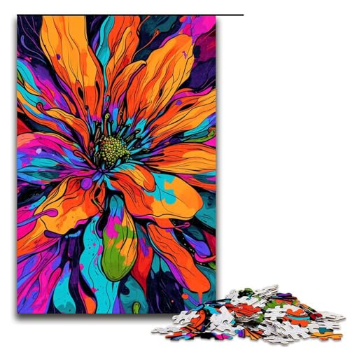 für Erwachsene 1000 teiliges psychedelisches buntes Blumen Puzzle für Erwachsene Holzpuzzle schwierig und herausfordernd 75 x 50 cm für Erwachsene 1000 teiliges psychedelisches buntes Blumen Puzzle für Erwachsene Holzpuzzle schwierig und herausfordernd 75 x 50 cm von QSYFNBZL
