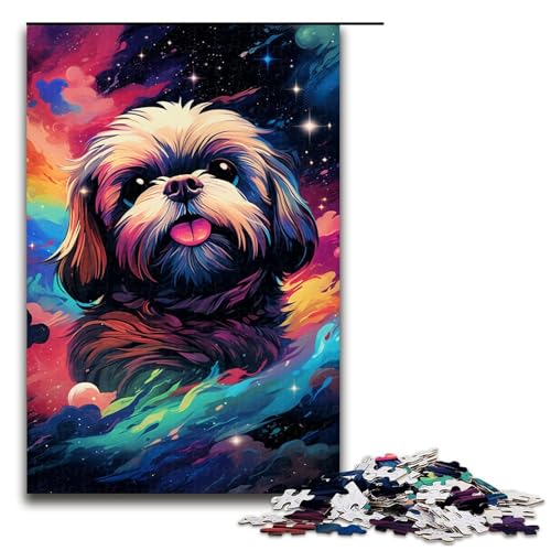 für Erwachsene 1000 teiliges süßes langhaariges Hunde Puzzle für Erwachsene Holzpuzzle schwierig und herausfordernd 75 x 50 cm von QSYFNBZL