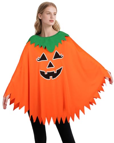 QTDS Halloween-Kürbis-Poncho-Kostüm für Damen, Erwachsene, leuchtet im Dunkeln, einfacher lustiger Erwachsenen-Kürbis-Poncho für Frauen, Halloween-Kostüm für Partys, Cosplay, Rollenspiele, Orange QTDS Halloween-Kürbis-Poncho-Kostüm für Damen, Erwachsene, leuchtet im Dunkeln, einfacher lustiger Erwachsenen-Kürbis-Poncho für Frauen, Halloween-Kostüm für Partys, Cosplay, Rollenspiele, Orange von QTDS