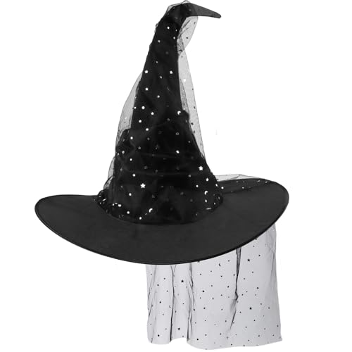 QTDS Halloween Schwarzer Hexenhut für Damen, Hexenhut für Frauen Kostüme von QTDS