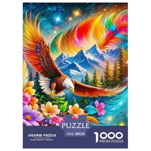 Adler Muster Puzzle 1000 Teile Für Erwachsene Und Kinder Raptor Adler Herausforderung Spiel Klassische Geschenk Wunderschönes Dekoration Clevere Rätsel 38x26cm/1000pcs von QTIVARLEN