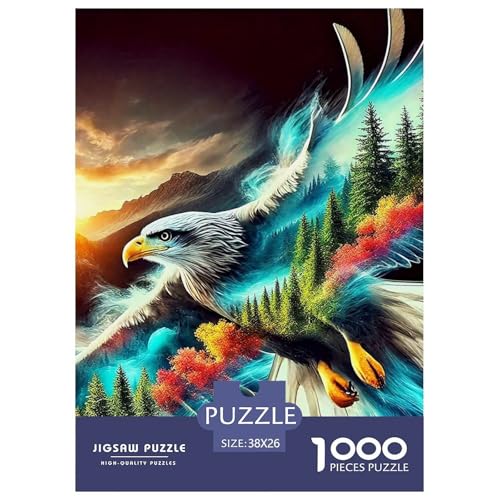 Adler Muster Puzzle 1000 Teile Für Erwachsene Und Kinder Raptor Adler Lernspiel Interaktives Spielzeug Home Dekoration Clevere Rätsel 38x26cm/1000pcs von QTIVARLEN