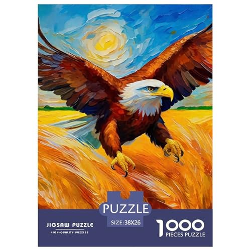 Adler Muster Puzzle 1000 Teilige Für Erwachsene Und Kinder Raptor Adler Herausforderung Spiel Interaktives Spielzeug Wunderschönes Dekoration Clevere Rätsel 38x26cm/1000pcs von QTIVARLEN