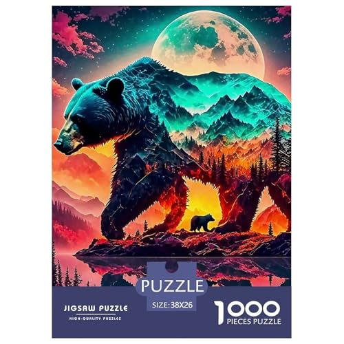 Braun Bär Puzzle 1000 Teile Für Erwachsene Und Kinder Tier Herausforderung Spiel Interaktives Spielzeug Wunderschönes Dekoration Clevere Rätsel 38x26cm/1000pcs von QTIVARLEN