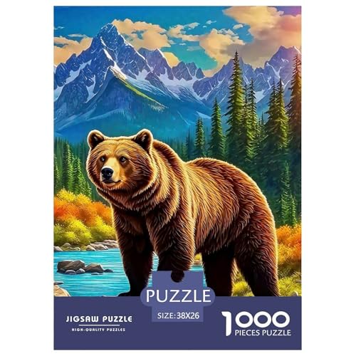 Braun Bär Puzzle 1000 Teile Für Erwachsene Und Kinder Tier Herausforderung Spiel Pädagogisches Spielzeug Wunderschönes Dekoration in Bewährter Qualität 38x26cm/1000pcs von QTIVARLEN
