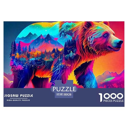 Braun Bär Puzzle 1000 Teile Für Erwachsene Und Kinder Tier Lernspiel Interaktives Spielzeug Wunderschönes Dekoration Clevere Rätsel 38x26cm/1000pcs von QTIVARLEN