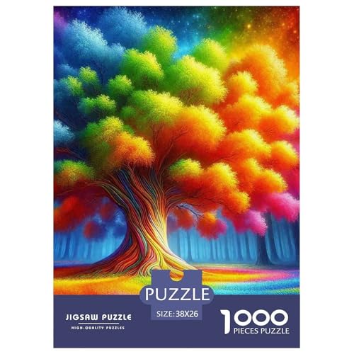 Bunter Baum Puzzle 1000 Teile Für Erwachsene Und Kinder Bunte Pflanzen Lernspiel Interaktives Spielzeug Home Dekoration Clevere Rätsel 38x26cm/1000pcs von QTIVARLEN