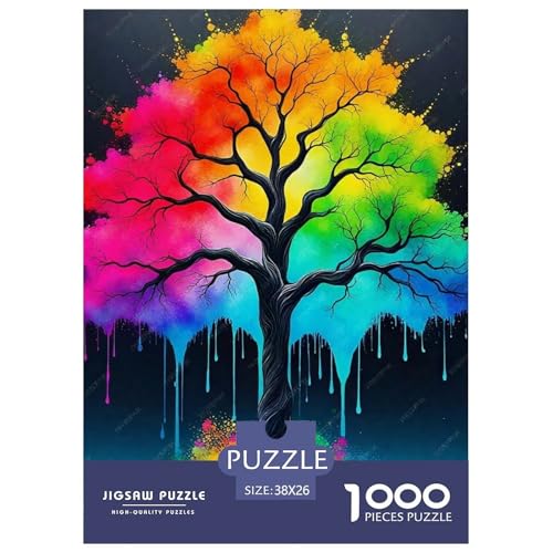 Bunter Baum Puzzle 1000 Teile Für Erwachsene Und Kinder Bunte Pflanzen Lernspiel Interaktives Spielzeug Wunderschönes Dekoration Clevere Rätsel 38x26cm/1000pcs von QTIVARLEN