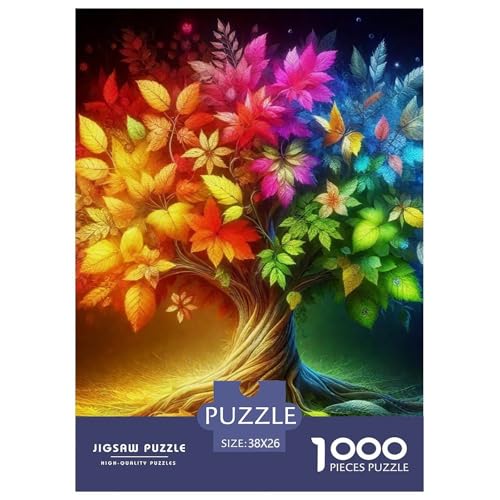 Bunter Baum Puzzle 1000 Teile Für Erwachsene Und Kinder Bunte Pflanzen Lernspiel Interaktives Spielzeug Wunderschönes Dekoration in Bewährter Qualität 38x26cm/1000pcs von QTIVARLEN