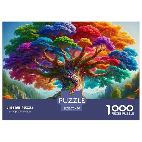 Bunter Baum Puzzle 1000 Teile Für Erwachsene Und Kinder Bunte Pflanzen Lernspiel Interaktives Spielzeug Wunderschönes Dekoration in Bewährter Qualität 70x50cm/1000pcs von QTIVARLEN