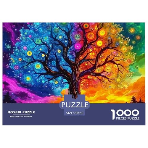 Bunter Baum Puzzle 1000 Teile Für Erwachsene Und Kinder Bunte Pflanzen Lernspiel Interaktives Spielzeug Wunderschönes Dekoration in Bewährter Qualität 70x50cm/1000pcs von QTIVARLEN