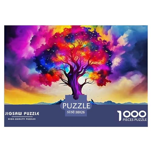Bunter Baum Puzzle 1000 Teile Für Erwachsene Und Kinder Bunte Pflanzen Lernspiel Pädagogisches Spielzeug Home Dekoration Clevere Rätsel 38x26cm/1000pcs von QTIVARLEN