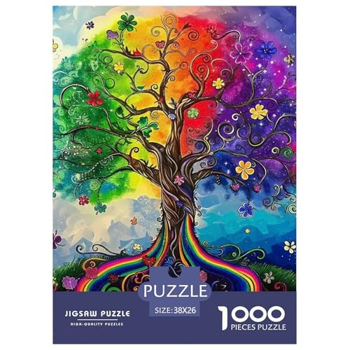 Bunter Baum Puzzle 1000 Teile Für Erwachsene Und Kinder Bunte Pflanzen Lernspiel Pädagogisches Spielzeug Home Dekoration in Bewährter Qualität 38x26cm/1000pcs von QTIVARLEN