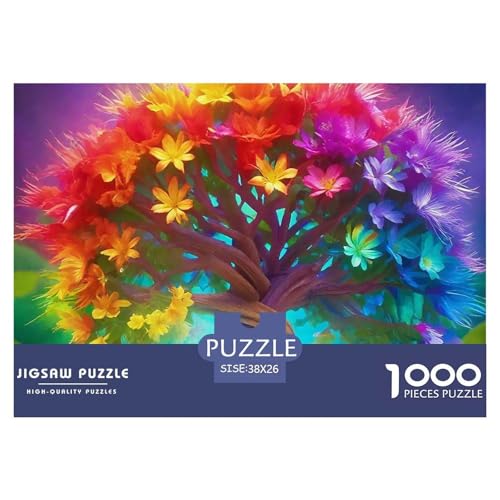 Bunter Baum Puzzle 1000 Teile Für Erwachsene Und Kinder Bunte Pflanzen Lernspiel Pädagogisches Spielzeug Wunderschönes Dekoration Clevere Rätsel 38x26cm/1000pcs von QTIVARLEN