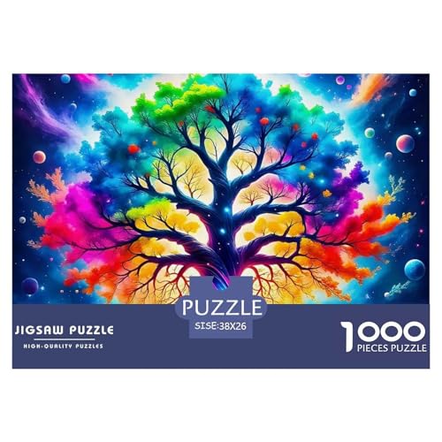 Bunter Baum Puzzle 1000 Teile Für Erwachsene Und Kinder Bunte Pflanzen Lernspiel Pädagogisches Spielzeug Wunderschönes Dekoration Clevere Rätsel 38x26cm/1000pcs von QTIVARLEN