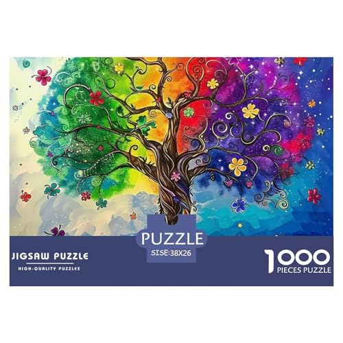 Bunter Baum Puzzle 1000 Teile Für Erwachsene Und Kinder Bunte Pflanzen Lernspiel Pädagogisches Spielzeug Wunderschönes Dekoration Clevere Rätsel 38x26cm/1000pcs von QTIVARLEN