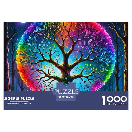 Bunter Baum Puzzle 1000 Teile Für Erwachsene Und Kinder Bunte Pflanzen Lernspiel Pädagogisches Spielzeug Wunderschönes Dekoration Clevere Rätsel 38x26cm/1000pcs von QTIVARLEN