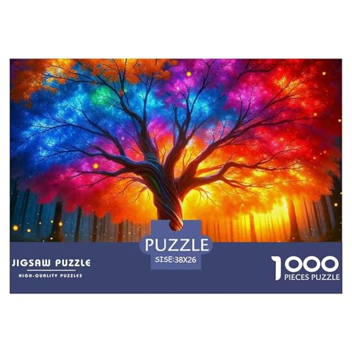 Bunter Baum Puzzle 1000 Teile Für Erwachsene Und Kinder Bunte Pflanzen Lernspiel Pädagogisches Spielzeug Wunderschönes Dekoration in Bewährter Qualität 38x26cm/1000pcs von QTIVARLEN